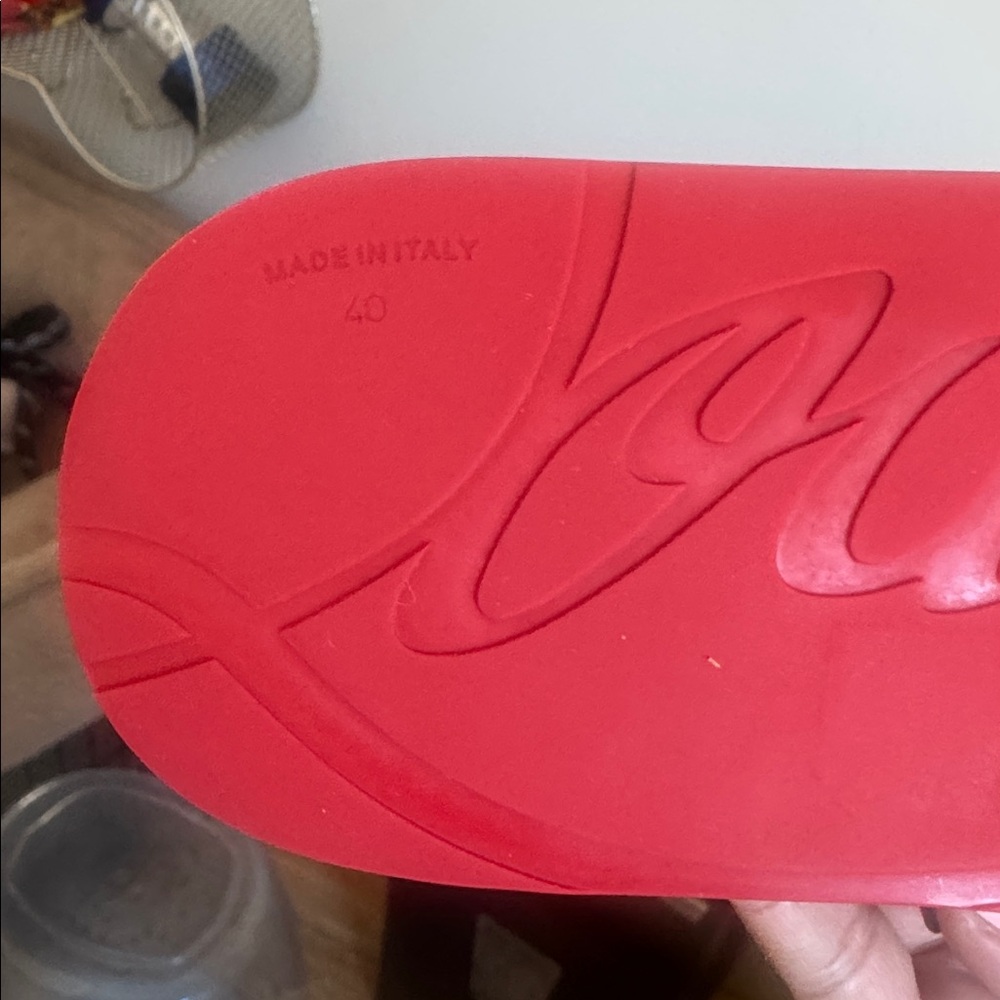 Christian Louboutin Red Studded Flip-Flop Sandals - Women's - Picture 9 of 9